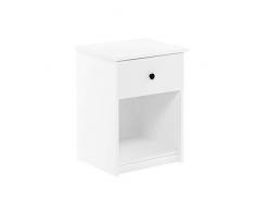 Furinno Lucca, Mesa Auxiliar, mesita de Noche con un cajón, Madera de ingeniería, White, 1 Pack