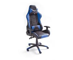 Robas Lund MC Racing 7 Silla de Gaming/Oficina/Escritorio con Asiento Deportivo, Poliéster, Negro y Azul, 58x69x125 cm