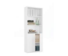 MUEBLES PITARCH 1092 Estantería, Aglomerado de partículas y melamina de Alta Densidad, Blanco Soft, 196.5 x 75.5 x 33 cm