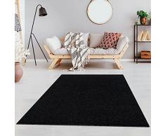 Fashion4Home Alfombra de Pelo Corto Liso para salón, habitación de los niños, Dormitorio, Estudio, Oficina, Pasillo y Cocina, Color Negro/Antracita, tamaño: 160 x 230 cm