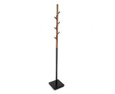 Versa 18790705 Perchero de pie Negro Berlin, 176x25x25cm, Metal/madera,6 ganchos