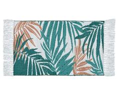 Wenko Alfombrilla de baño SUVA, de algodón Reciclado con Moderno diseño de Hojas de Palma en Calidad Jacquard, Parte Inferior Antideslizante y Lavable hasta 30 °C, 100% algodón, 50 x 80 cm