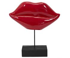 THE HOME DECO FACTORY Escultura Decorativa para Colocar Boca, 20 cm, Color Rojo, Cerámica
