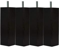 Margot – Douceur escandinava Cuadrado – Juego de 4 Patas de somier de Madera 6 x 6 x 20 cm, Madera, Negro, 6 x 6 x 20 cm