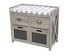 BETTER & BEST Q B&B Q BETTER & BEST Banco de 2 cajones y 2 Puertas, Madera/Metal/Algodón, Gris, 63.00x33.00x54.00 cm