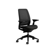 Steelcase Series 2 Silla de Oficina Ergonómica de Altura Ajustable, Soporte Lumbar y Brazos Ajustables, Mecanismo reclinable, Respaldo Malla Negra Transpirable y cómodo asiento en Tejido Negro