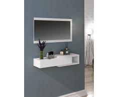 SHIITO - Mueble Recibidor - 40 x 90 x 1,6 cm - Modelo Aura - Mueble Horizontal para Entrada - Diseño Moderno Sencillo - Decoración del Hogar - Blanco
