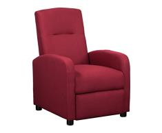 Totò Piccinni Sillón Toledo Relax reclinable con reposapiés Acolchado cómodo, Lona, Tela Burdeos, Manuale