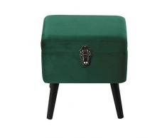 The Home Deco Factory baúl Terciopelo Verde Madera, 40 x 33,5 x 40 cm