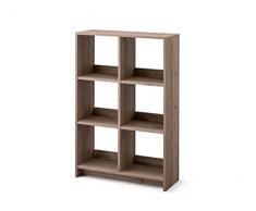 Iris Ohyama, Armadio a giorno, Libreria, Ripiano a 6 scomparti, Grande capacità, Orizzontale e verticale, Ufficio, Camera da letto, Soggiorno - Wood Open Shelf WOS-6 - Marrone cenere