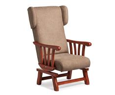 Abuelo a Gusto- Mecedora clásica con apoya-Cabezas y Brazos de Madera de Haya. Ideal para Abuelita/Persona Mayor. Tamaño: 112x56x84 cm. (Cerezo, Tostado)
