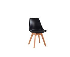Beat Collection Beatvintage 20, paquete de 2 patas de silla en madera de haya pintada, estructura de polipropileno con cojín de piel sintética, color negro