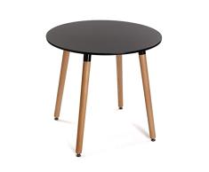 Versa Mayra Mesa de Comedor para Cocina, Terraza, Jardín o Comedor, Medidas (Al x L x An) 75 x 80 x 80 cm, Madera, PVC y Metal, Color Negro y marrón
