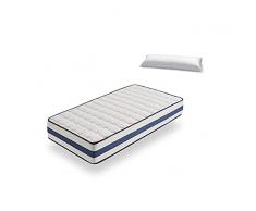 HOGAR24 ES -TZ40-Colchón Viscoelástico 105 x 190 cm + Almohada Tacto Pluma, Núcleo Alta Densidad Transpirable, Lado Verano-Invierno con Tejido 3D, Altura 22 cm.