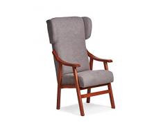 Abuelo a Gusto- Silla con Brazos y Orejas apoya-Cabezas de Madera, con Respaldo Recto y sentada Alta. Tamaño: 57x69x116 cm. (Cerezo, Gris)