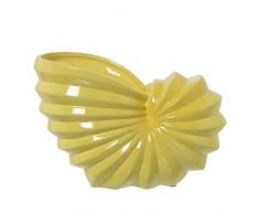 DRW Jarrón con Forma de Caracola de Cerámica en Amarillo 30x15x21cm