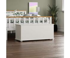 Vida Designs Leon - Otomana de Almacenamiento con Tapa de Madera, Asiento, Taburete, Banco de Ventana, Mantas, Ropa de Cama, Caja de Juguetes, reposapiés, Color Blanco