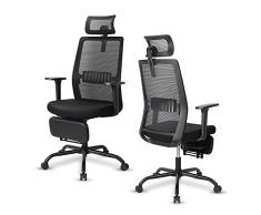 SpecStandard 50687 - Silla de oficina ergonómica con reposapiés y respaldo de malla que no daña la piel, negro