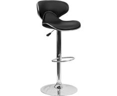 Flash Furniture Muebles Flash Taburete de Vinilo de Altura Ajustable, Cuero, Negro, Pack De 2, 2 Unidades