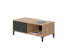 Mesa de Centro con 2 Huecos, Mesa Auxiliar, Modelo Brooklyn, Acabado en Roble Nodi y Gris Antracita, Medidas: 100 cm (Largo) x 50 cm (Ancho) x 40 cm (Alto)