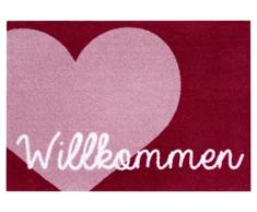 Zala Living Felpudo Decorativo para Interior y Exterior, 50 x 70 cm, Alfombra para Puerta de Bienvenida, Lavable y Resistente a la Intemperie, Antideslizante para Entrada y Exterior, Rojo y Rosa