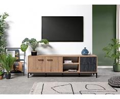 MUEBLES PITARCH Mueble TV París, Aglomerado de partículas y melamina de Alta Densidad, Roble Gold/Imitación mármol, 55x180x40 cm