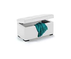duehome Baul, Banco, Puff de Almacenaje, Arcon Elevable, Modelo Milos, Acabado en Simil Piel Color Blanco, Medidas: 80 cm (Ancho) x 42 cm (Fondo) x 44 cm (Alto)