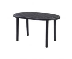 RESOL Gala Mesa Jardín Comedor Exterior 140x90 Rectangular para 4 o 6 Personas | Agujero Central para Sombrilla | Protección UV para Uso en Patio, Terraza o Porche - Gris Antracita