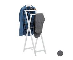 Relaxdays Galán de Noche Plegable para Chaquetas y Pantalones, Perchero de Pie, DM, 118 x 44 x 54 cm, Blanco
