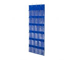 Honey-Can-Do Organizador de Armario para Puerta de Bolsillos, Acero Inoxidable, Azul, 3.81x27.94x27.30 cm