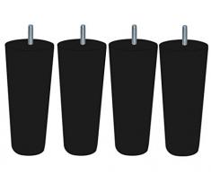 Margot – Cottage cónico – Juego de 4 Patas de somier Madera 7,5 x 7,5 x 20 cm, Madera, Negro, 7,5 x 7,5 x 20 cm