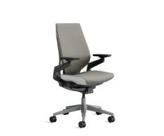 Steelcase Gesture Silla de Oficina Ergonómica con Altura, Soporte Lumbar y Brazos Ajustables, Mecanismo reclinable y tapicería cómoda en Tejido beige/gris