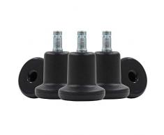 hjh OFFICE 619003 5X Tapones fijos para la Estabilidad de la Silla de Oficina Stand 11mm/50mm Poliuretano, Negro