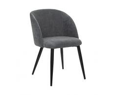 Silla Céleste gris, pana, patas de metal negro