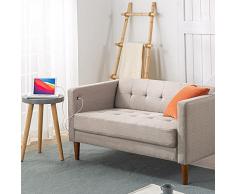 Zinus Pascal Sofá Loveseat con puertos USB | Mediados de siglo | Montaje fácil sin herramientas | Cojines con mechón insertado | Brazos tipo esmoquin | Patas cónicas | Color avena
