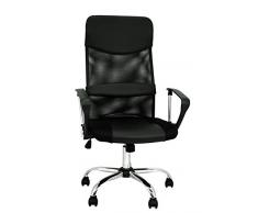 La Silla Española Santander Oficina con Reposacabezas, Piel_sintética, Negro, 52x55x118 cm