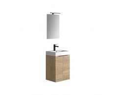 Baikal Conjunto De Mueble De Baño 45cm. Incluye Mueble con Lavabo. Melamina 16mm. Mueble MONTADO. Lavabo Encastrado. con Espejo 2 Puertas Bardolino