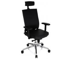 hjh OFFICE 657270 Silla de Oficina Porto MAX High Cuero Negro, Silla giatoria, Apoya Cabeza Ajustable en Altura, Respaldo Alto y Asiento de Piel
