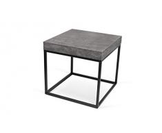 TemaHome Petra 55 - Mesa de café, Madera, Efecto Cemento y Negro, 55 x 55 x 53 cm (L-P-A)