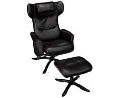 AmazonBasics - Juego de sillón reclinable clásico y otomana de piel sintética, color negro