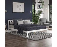 Vida Designs Milan Cama King Size, 5 pies, Marco de Cama, Madera de Pino Macizo, cabecero, pie bajo, Muebles de Dormitorio, Color Blanco