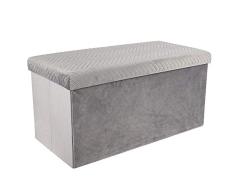 THE HOME DECO FACTORY HD6382 Baúl Banco Plegable, Poliéster Madera, Gris, 76 x 38 x 38