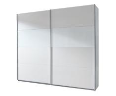 Rauch Möbel Armario de Puerta Flotante de 2 Puertas, Color Blanco, Cristal Esmerilado, 226 x 210 x 62 cm
