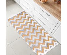 Fashion4Home Alfombra de Pelo Corto - Alfombra Boho Kelim - Alfombra de salón, Dormitorio y Cocina, Alfombra de Pasillo, Alfombra de habitación Infantil, Color Dorado Zigzag, Saludos: 60 x 90 cm