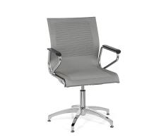 hjh OFFICE 660621 Silla de confidente Elegante ASTONA V Tejido de Malla Gris, Silla de Visita, Rebobinado automático