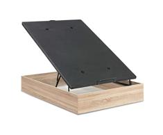 HOGAR24 ES | Canapé Abatible de Madera de Gran Capacidad | Color Roble Cambrian | Tapa 3D en Color Gris con Válvulas de Transpiración | Medida: 150x190 cm.