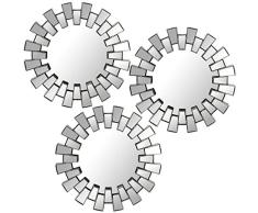 DRW Set de 3 Apliques de Pared Redondos con Espejos de melamina en Plateado 25cm