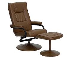 Flash Muebles contemporáneos Negro Piel Suave para sillón reclinable/otomana con Envuelto Base