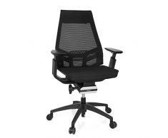 hjh OFFICE 652884 Silla de Oficina GENIDIA Smart Malla Negro, Silla giratoria ergonómica, Soporte Lumbar Ajustable en Altura
