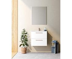 Randalsa Varma Pared Montado Baño Vanidad Gabinete con Cerámica Fregadero, 60 cm Anchura x 64 cm Altura x 46 cm Profundidad, Matte Blanco